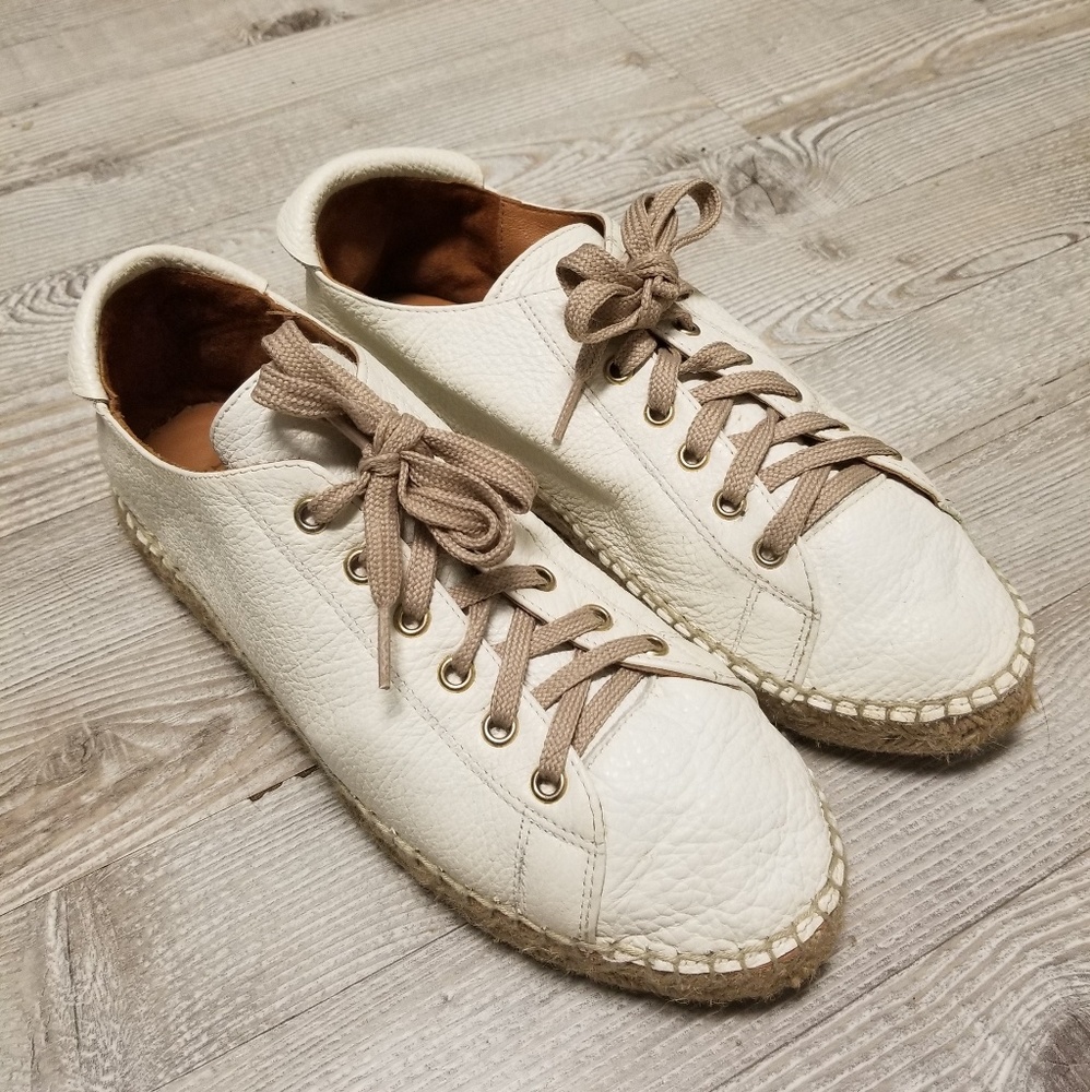 Maypol Off White Leather Sneakers (Size 10)